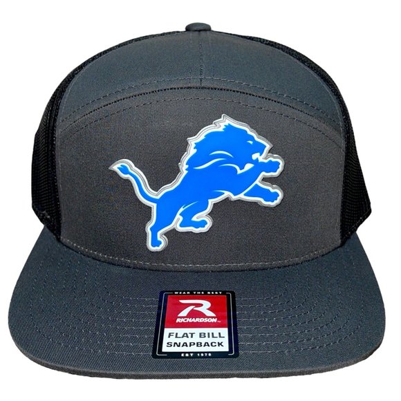Detroit Lions 3D Snapback Seven-Panel Trucker Hat- Charcoal/ Black - Picture 1 of 4